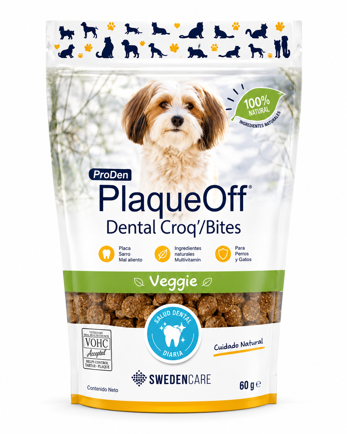 PlaqueOff Veggie 60g – Snack Dental para Perros chicos