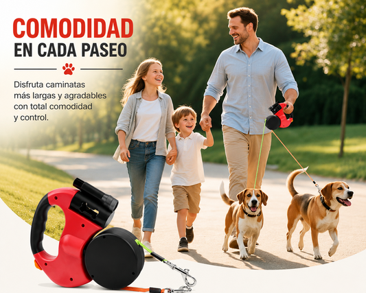 Correa Retractil para dos perros